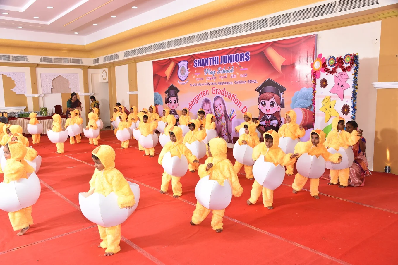 Children enjoying creative arts and crafts activities at Shanthi Juniors Play School Cuddalore